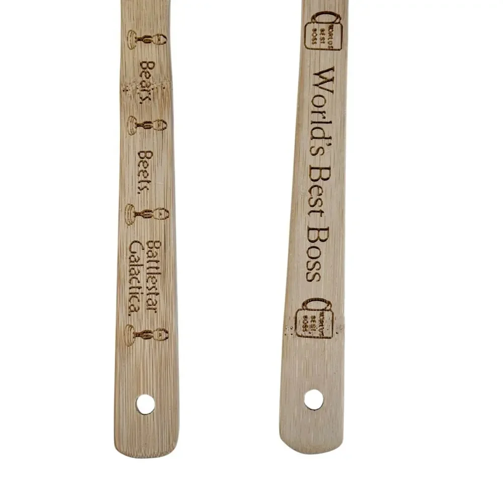 The Office Set 4 Bamboo Wooden Kitchen Cooking Utensils Spoon Spatula Slotted